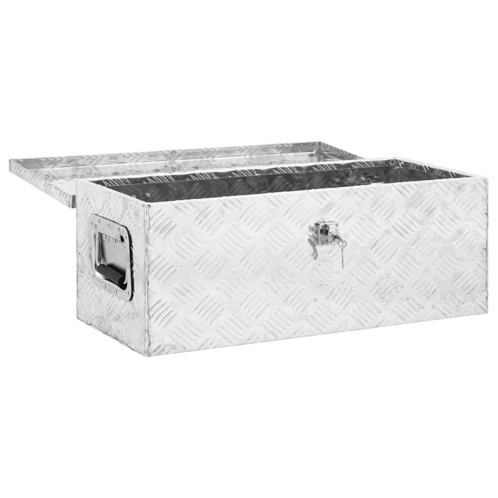ShGaxin Aluminiowa skrzynka narzędziowa, metalowa skrzynka narzędziowa, skrzynka narzędziowa, aluminiowa obudowa, srebro 70x31x27 cm