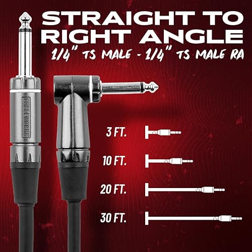 Miniatura 5 de by Gator Cases Composer Series Deluxe 30 pies recto a ángulo recto cable para instrumentos de guitarra (GCWC-INS-30RA)