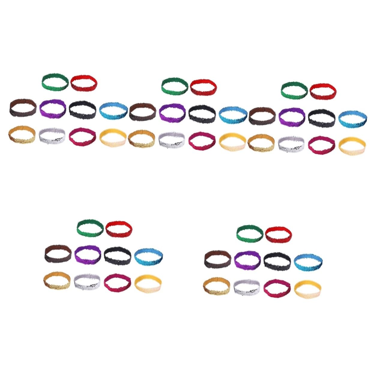 minkissy 50pièces Bandeaux Élastiques à Paillettes Multicolores Pour Femmes Et Filles Accessoires De Coiffure Élégants Et Brillants