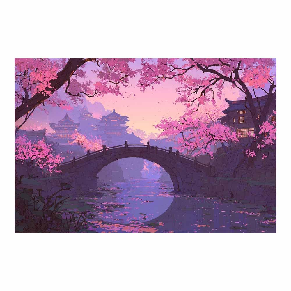 XENIOU Landscape Wall Art Ancient Town Bridge pictures, print canvas poster decor for living room, bathroom canvas art, for Bedroom Home Decoration.(Multicolor)-70x100cm Unframed