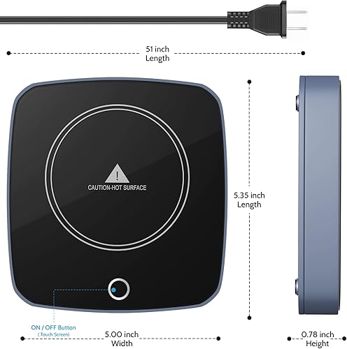 Miniatura 6 de Calentador de taza de café, calentador inteligente de tazas de café para escritorio, uso en casa y oficina con 3 ajustes de temperatura, calentador
