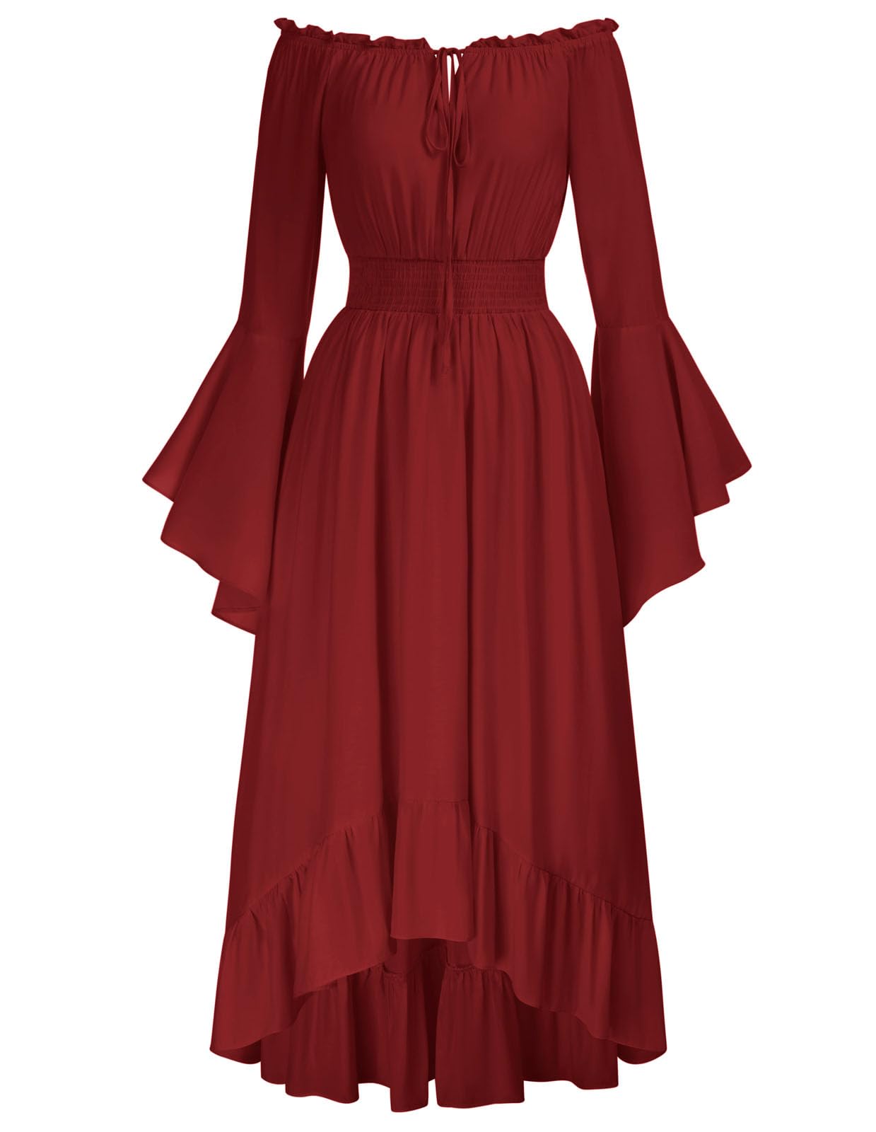 Scarlet Darkness Renaissance Dress Women Off Shoulder Bell Sleeve Peasant Pirate Dress