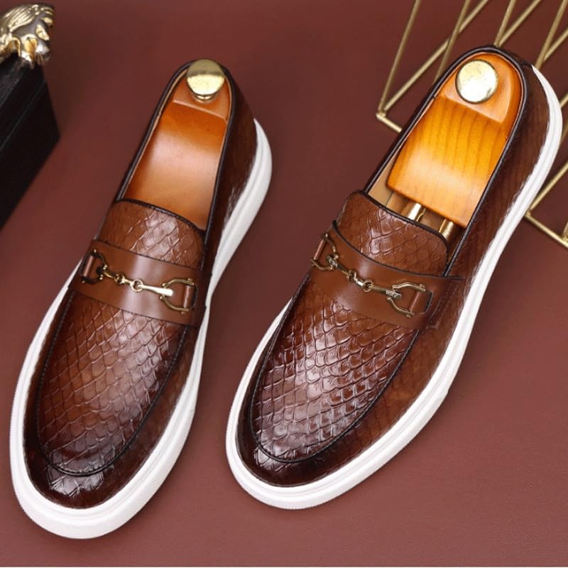 Men's Stylish Leather Penny Loafers with Chunky Platform, Non-Slip Lug Sole, and Round Toe Design for Casual and Business Wear2