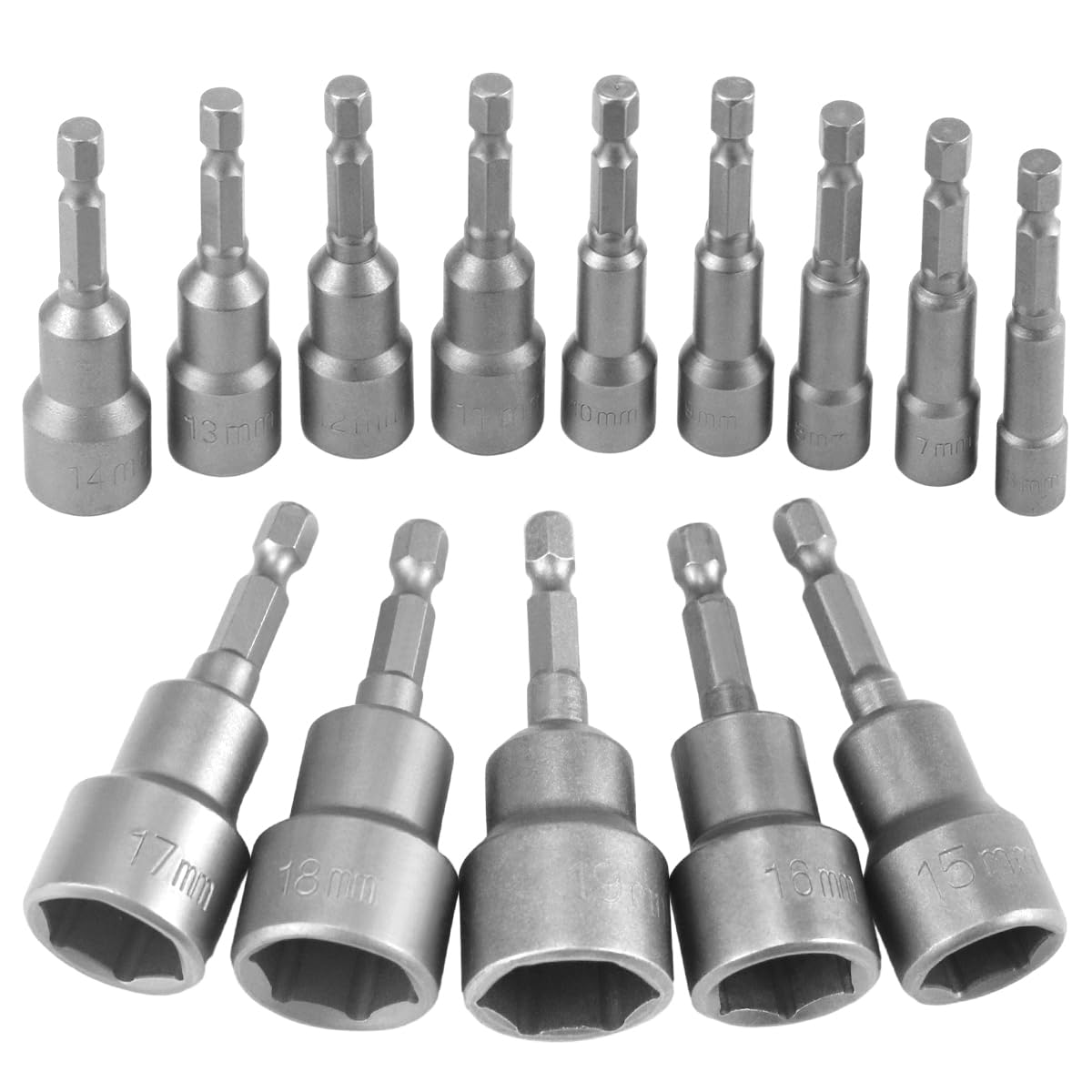 14pz Magnetiche Bussola per Avvitatore Kit,6-19mm Hexagon Nut Driver Drill Bit Avvitatore,1/4'' Calamita Inserti Bussola Avvitatore Esagonale,per Trapano Pistola Pneumatica,Bussole Percussione