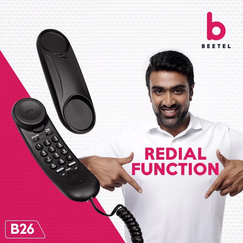 Beetel B26 Corded Landline Phone, Ringer Volume Control, Wall/Desk
