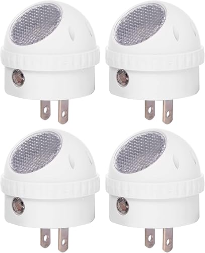 Projectpak Luz nocturna enchufable con LED blanco frío, rotación de 360° y sensor de atardecer a amanecer para dormitorio de niños, pasillo,