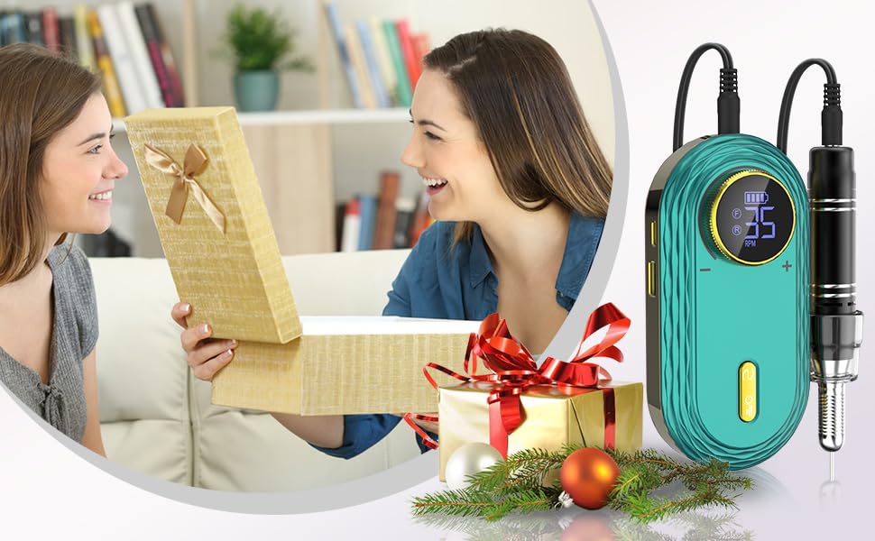 Miniatura 7 de Portable Electric Nail Drill Machine, Rechargeable Acrylic Nail Drill Kit with 6 Nail Drill bits and Sanding Bands, Achieve Professional Salon