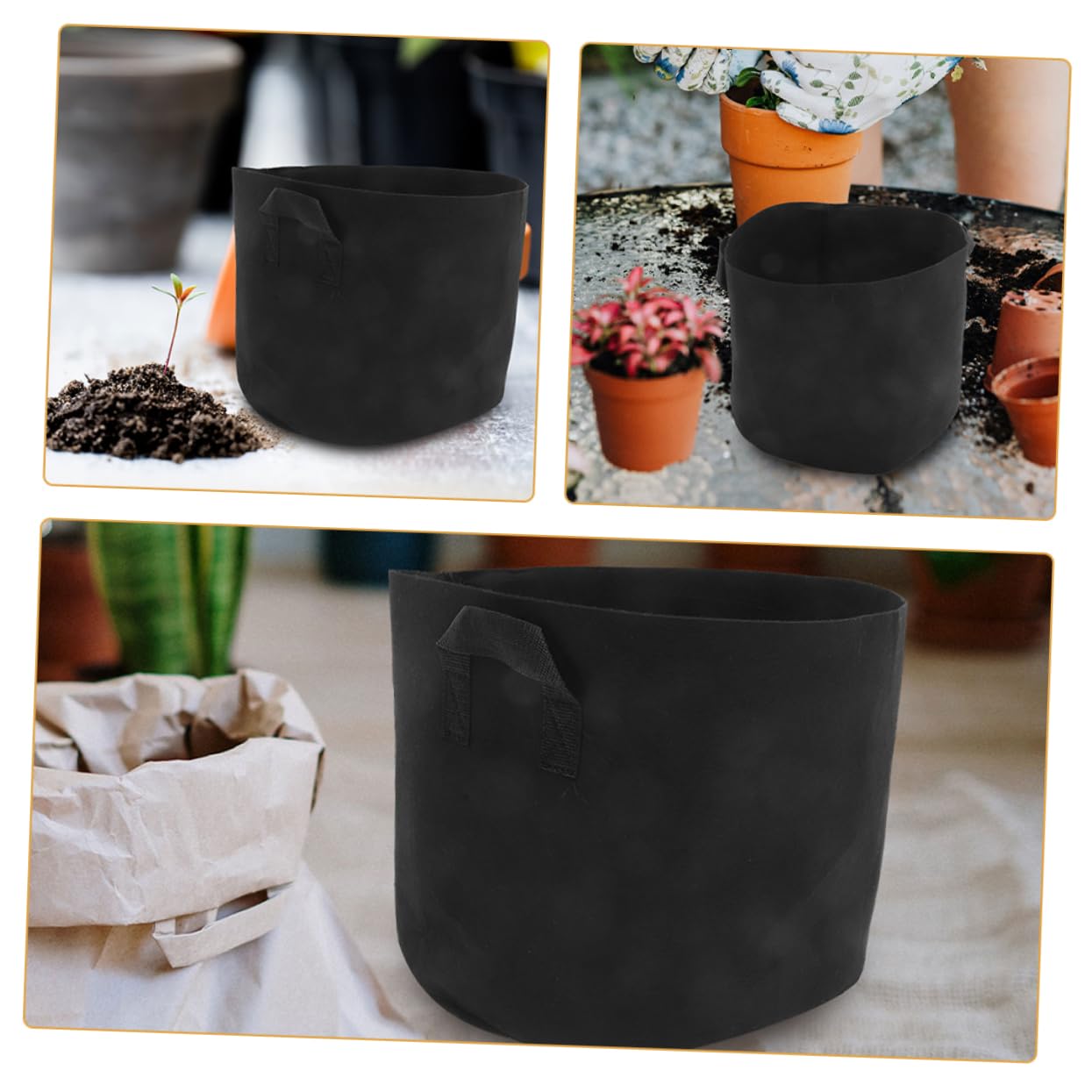 3piezas Bolsa De Cultivo para Plantas Macetas De Tela No Tejida Bolsa De Jardín Ventilada para Cultivar Verduras y Flores