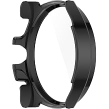 Disscool Full Coverage Case with Screen Protector Compatible with Ticwatch Pro 5 Enduro PC and Real Glass Protective Case Cover Smart Watch AccessoriesBlack