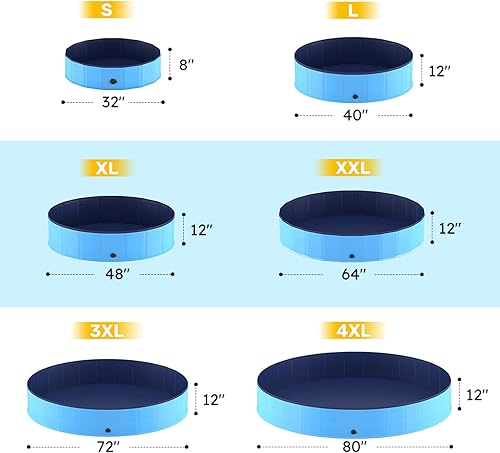 Miniatura 9 de Niubya Piscina plegable para perros, piscina plegable de plástico duro para perros, bañera portátil para mascotas, perros y gatos, piscina para