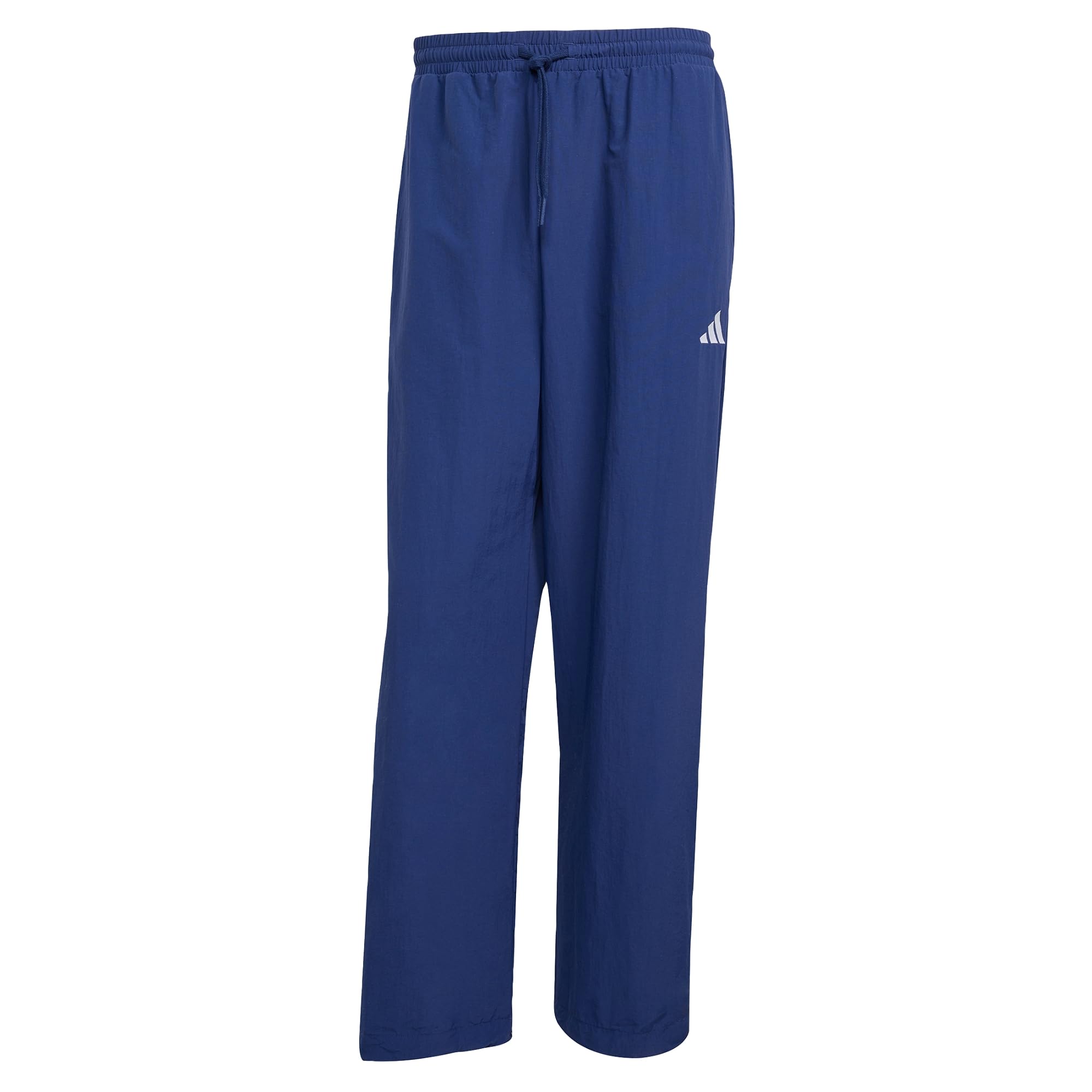 adidas Men's Essentials Small Logo Woven Open Hem Pants, Dark Blue/White, XL
