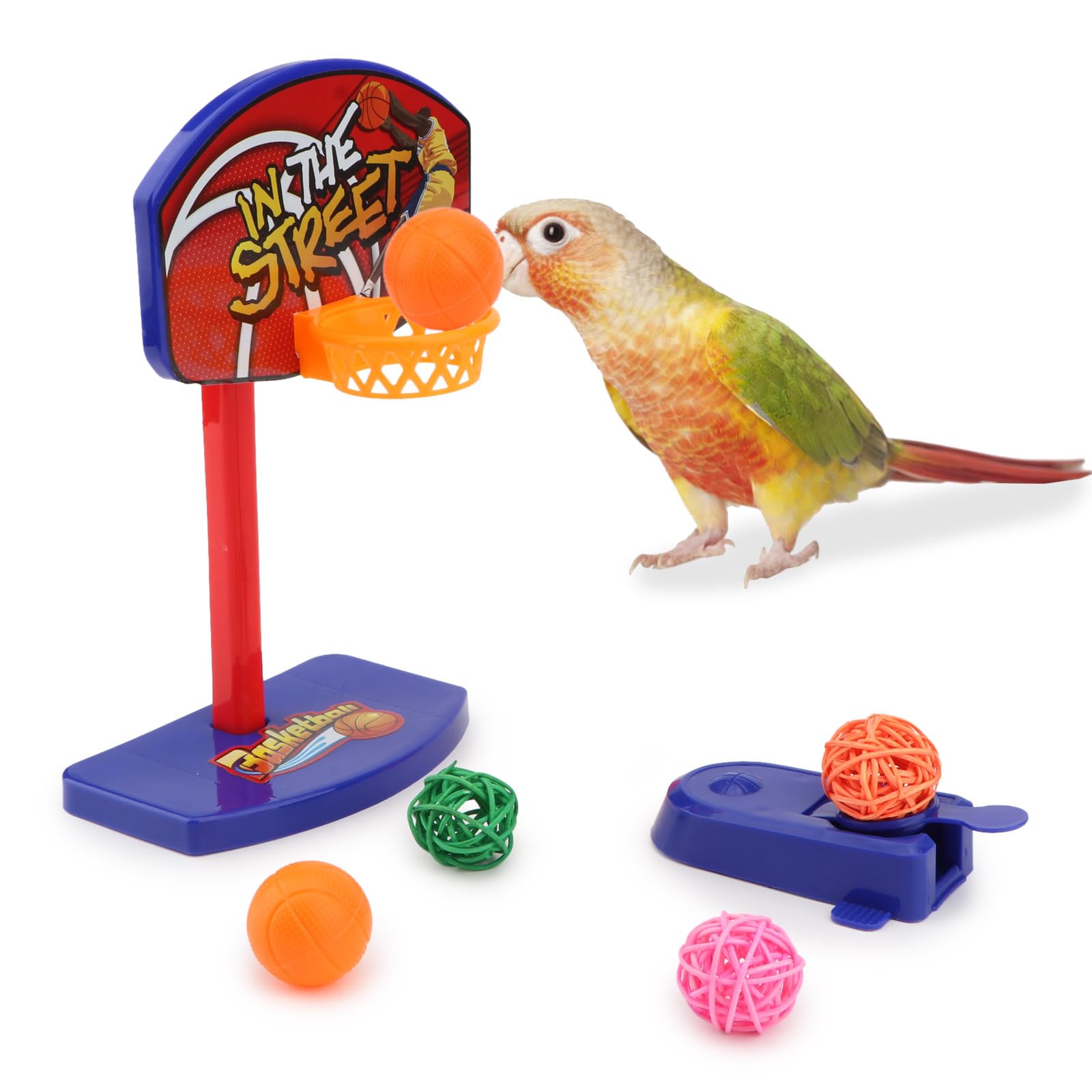 Hypeety Bird Intellective Mini Basketball Rack Training Toy for Budgies Parakeet Parrot Cockatiels Conures Small and Medium Birds
