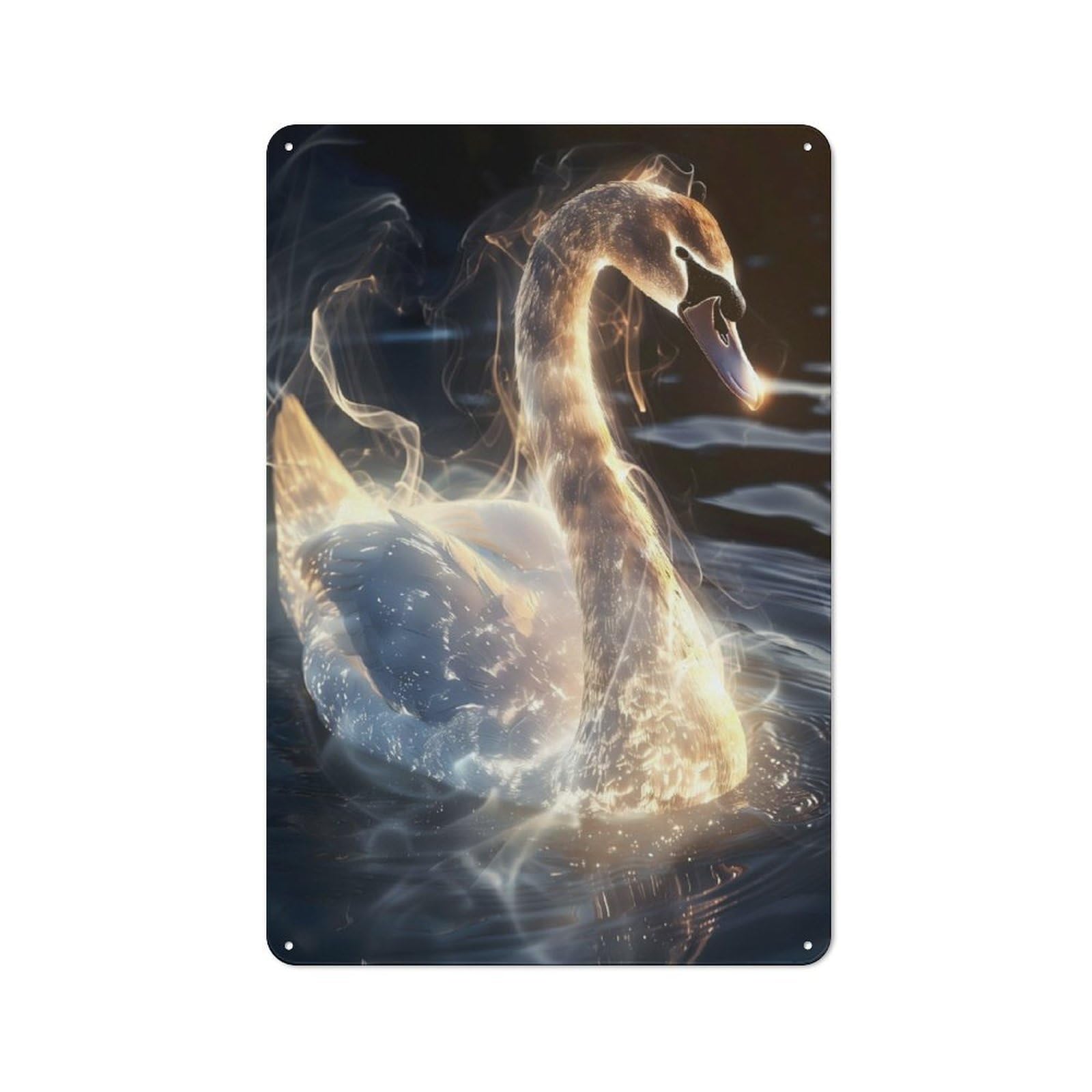 Junmoney Luminous Swan Grace Tin Wall Plaque 30X20cm With For Studio Or Craft Room, For Metal Sign Collectors, For Kitchen And Home Bar Decor