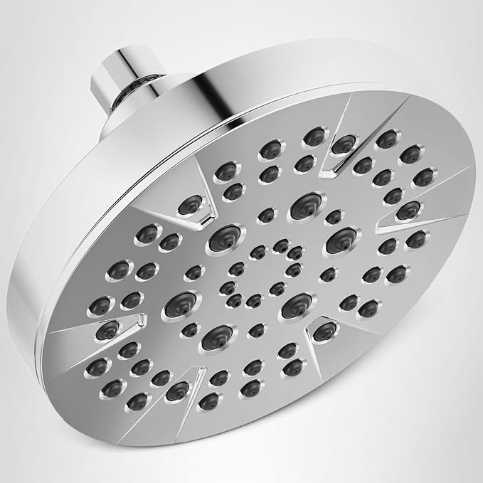 Delta 6-Setting Chrome Shower Head with High Pressure Spray, 6 Inch Round Shower Head, Showerheads, 1.75 GPM Flow Rate, Chrome 52535