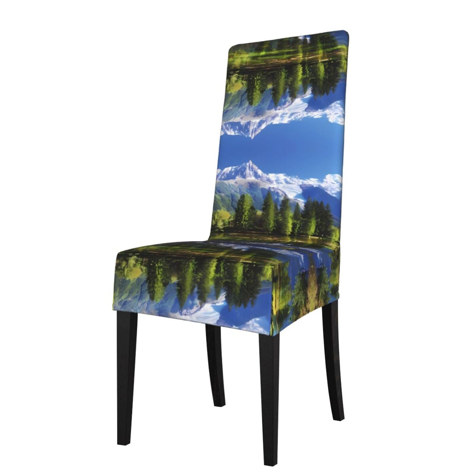 YYHWHJDE Snowy Mountains Prints Protection Cover for Dining Chair – Stretchable Slipcovers for a Refreshing Dining Room Makeover