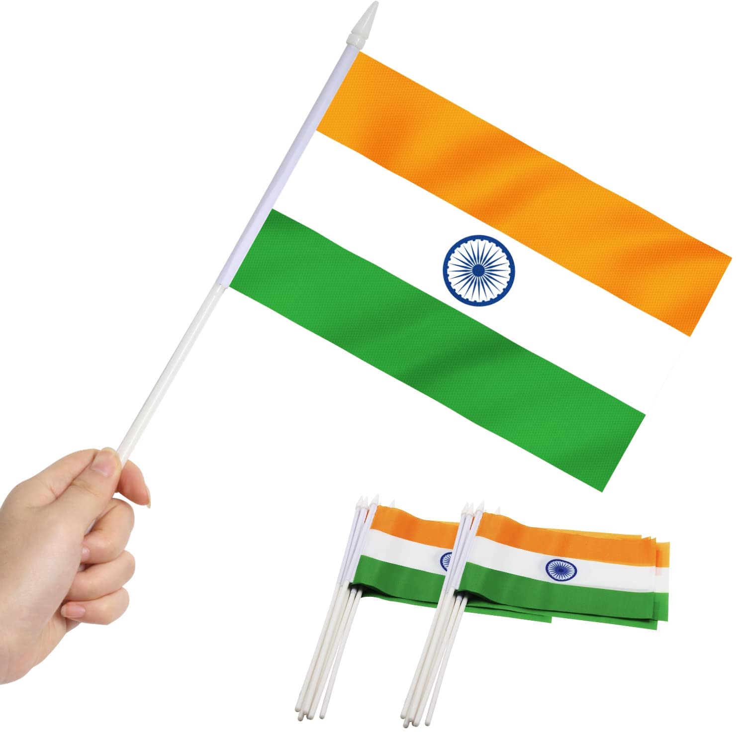 India Mini Flag Pack of 12 - Hand Held Small Miniature Indian Paper Flags