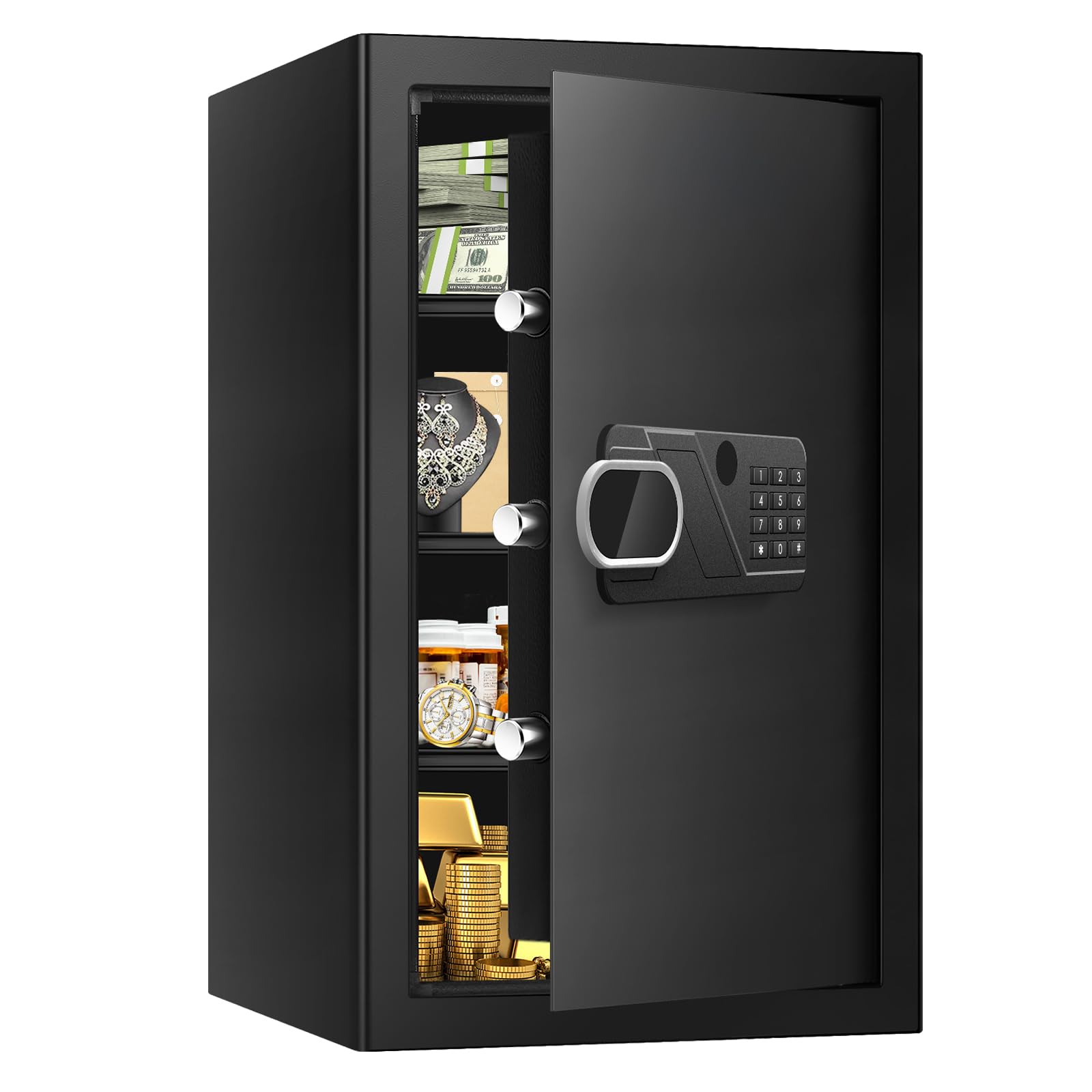 Photo 1 of **LOCKED**




5.1 Cuft Large Home Safe Fireproof Waterproof, Anti-Theft Fireproof Safe Box with Programmable Keypad, Spare Keys and Alarm System, Fire Safes for Home Money Document Valuables