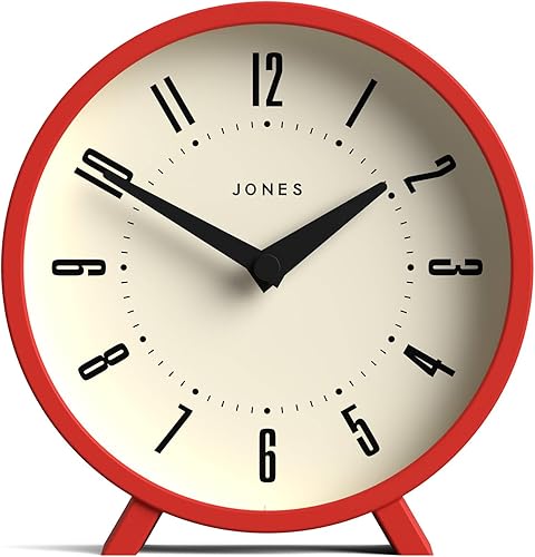 Miniatura 11 de JONES CLOCKS® Reloj de escritorio Venus | Diseño redondo moderno | Gris | Elegante aspecto retro para estante, mesa, repisa de chimenea o mesita de