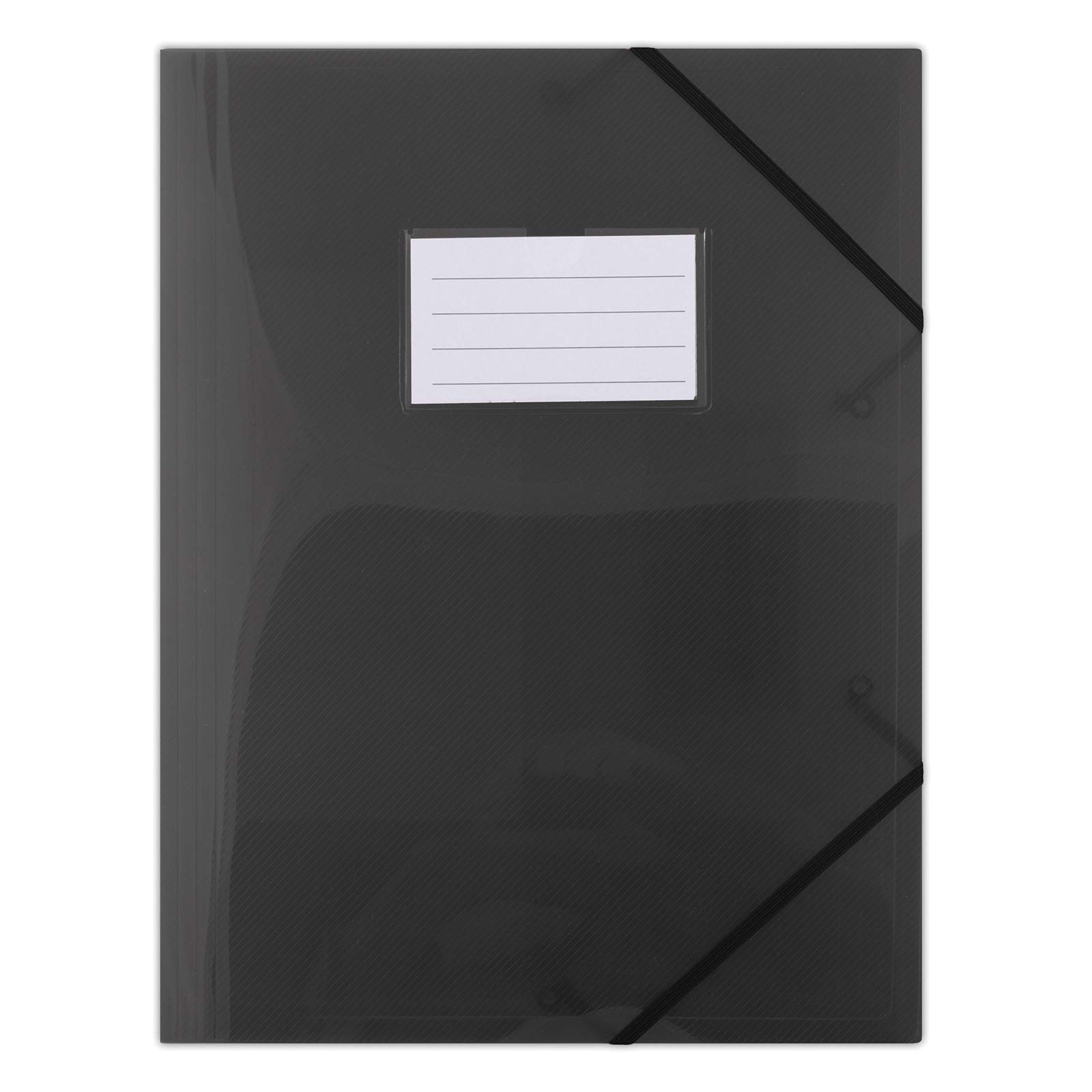 Elasticated File DONAU PP A4 480 Micron 3 Flaps Transparent Black/Document Archiving/Type-3-flap/Kind-with Elastic Band, with a Label/Index-N.a. / Pockets-N.a. / Material-PP/Dividers-N.a. — image 1