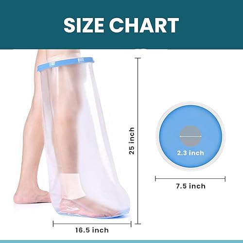 Miniatura 4 de Fundas 100% impermeables para piernas para ducharse, con suela antideslizante, recuperación más rápida de heridas, protector de yeso para piernas de