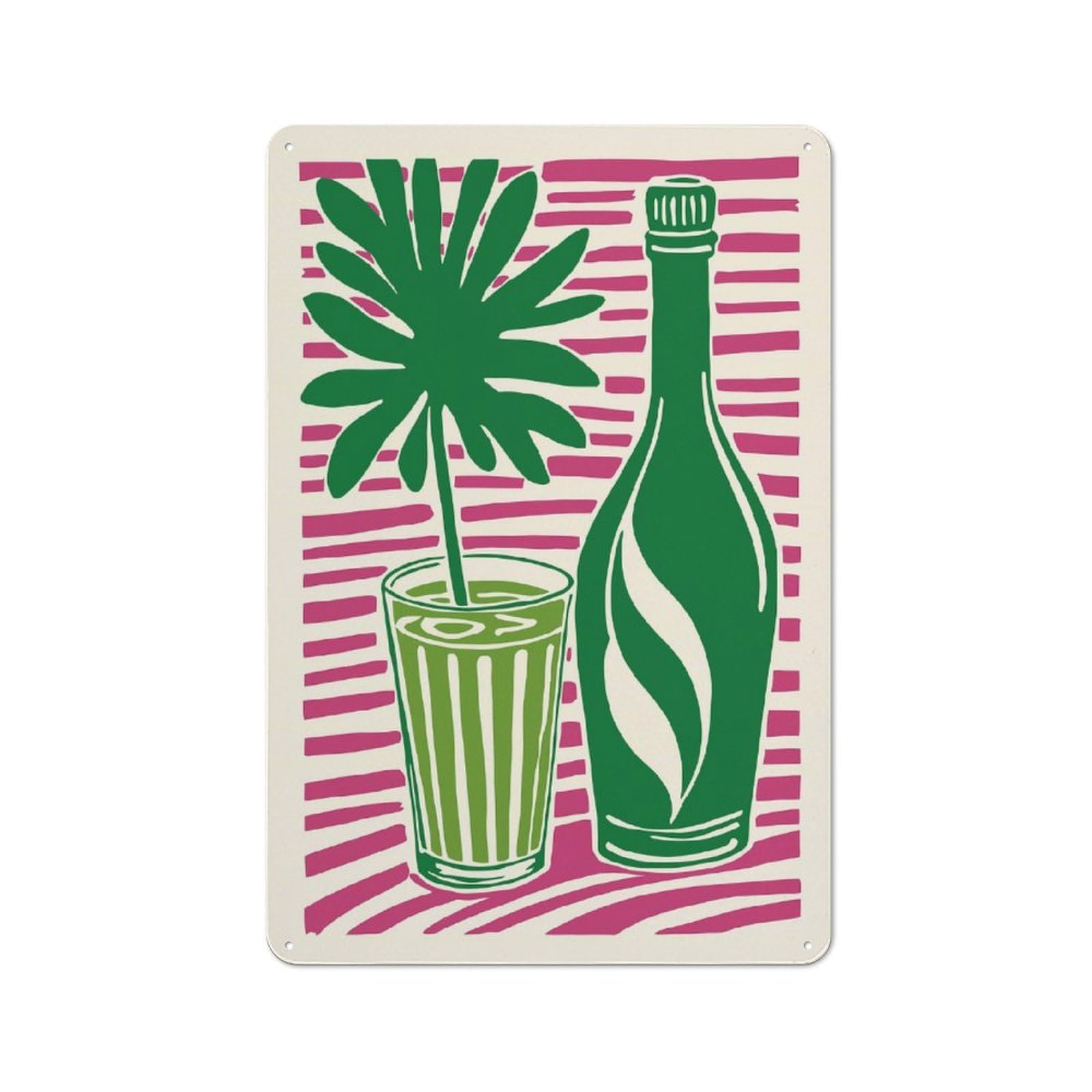 Junmoney Style-1 Hawaii Matcha Latte Decorative Metal Plaque 30X20cm, Loft Style Urban Room Decor For Flat, Bar, Studio Or Gallery Wall