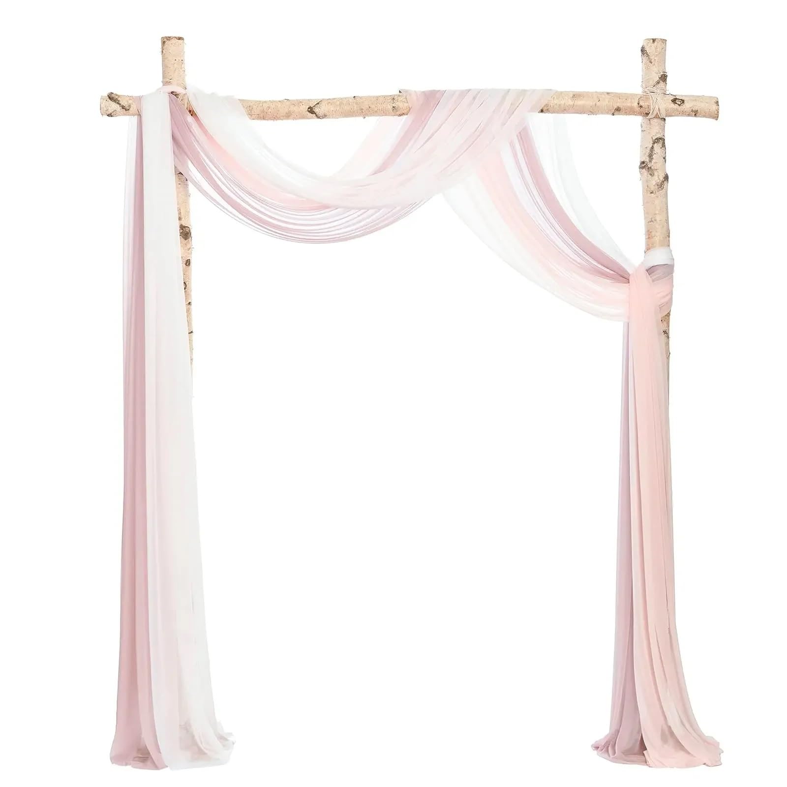 3-teiliges Set Hochzeitsbogen Drapieren Stoff Sheer Chiffon Tüll Vorhang Drapieren Hintergrund Party Supplies Home Drapery Zeremonie Dekoration für Hochzeiten(Color1,6 metres)