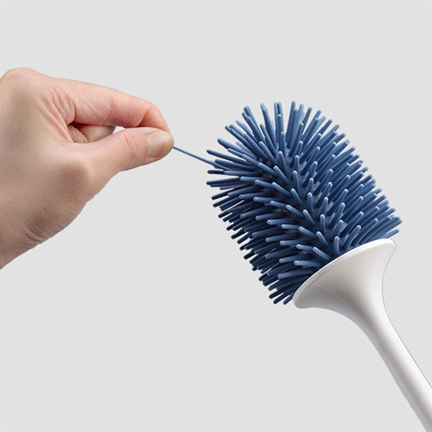 Escobillas de baño, Se puede montar en la pared o el suelo. Cabezal de cepillo suave mango largo. Juego inodoro for baño limpieza integral(Blue)