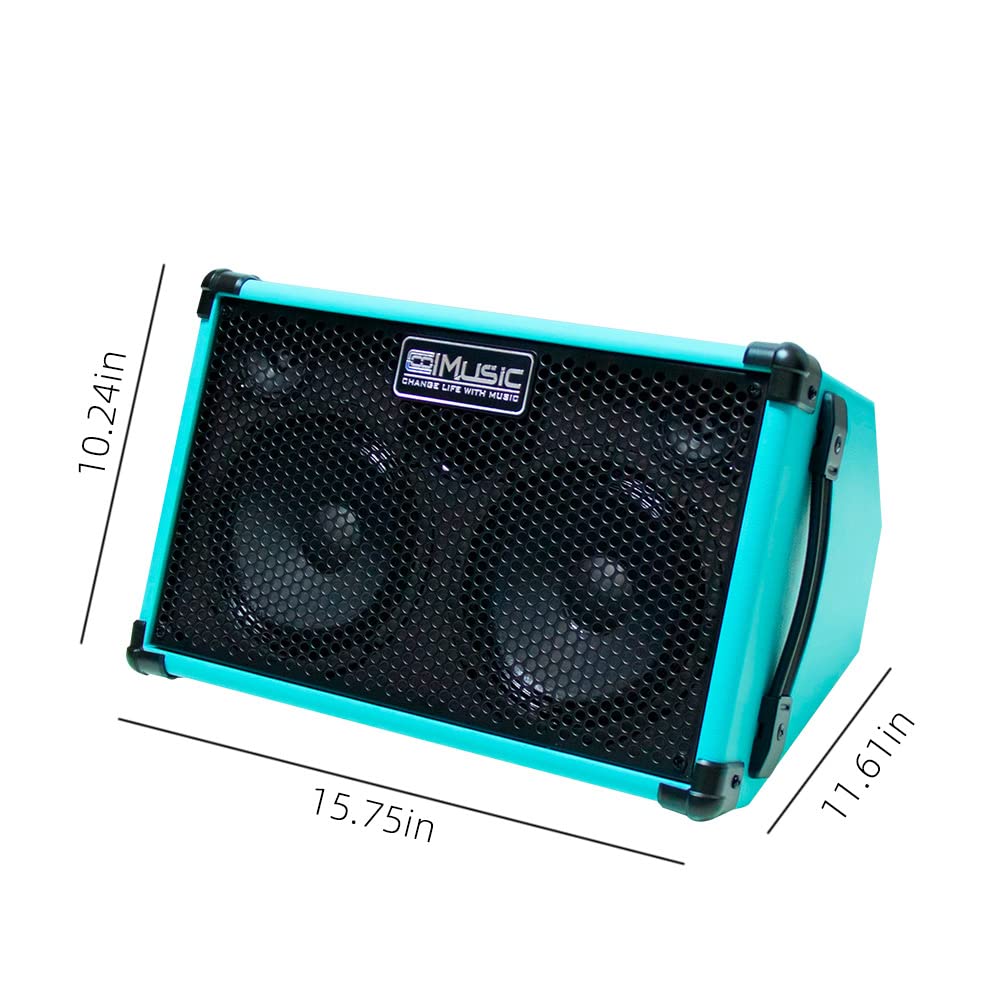 Coolmusic BP40D Amplificador de guitarra acústica - Altavoz Bluetooth portátil de 80 W W/batería con efecto de retardo de coro reverberación, 6 entradas, ecualizador de 3 bandas