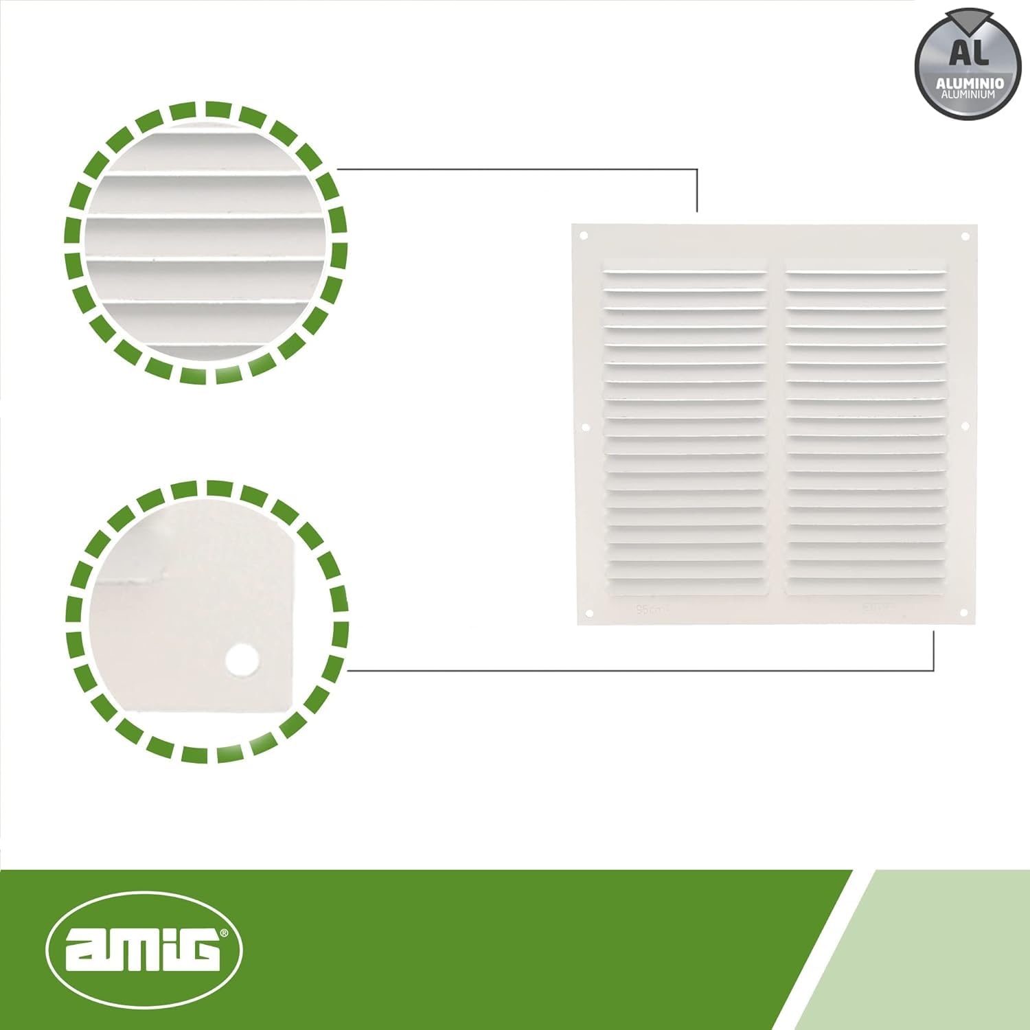 Amig - Square Aluminium Air Vent Grille, White, 200 x 200 mm - Image 4