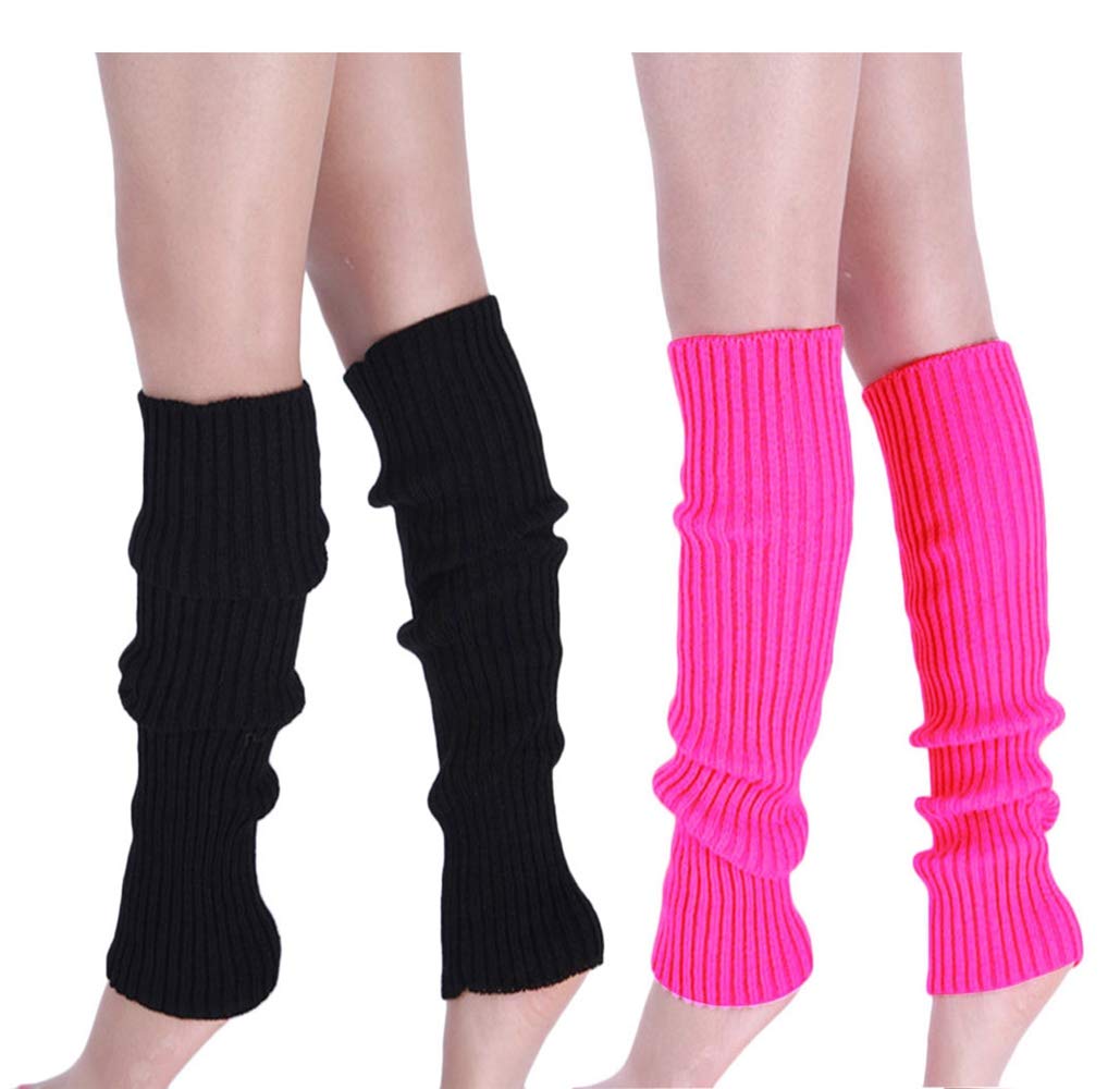 Leg Warmers - Ankle Warmers For Women, Boots Cuff Warmer Ribbed Stretch Knee Leg Socks, Ladies Girls 80s Party Club Neon Fancy Dress Leg Accessories