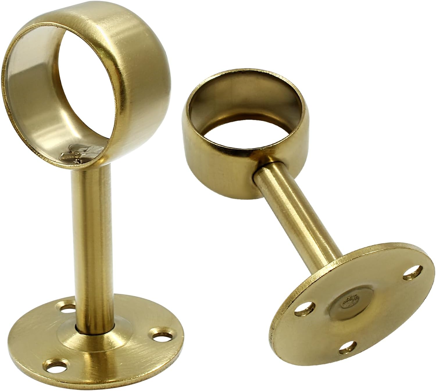 Biaungdo 1-1/4 Inch Curtain Rod Ceiling-Mount Bracket, Gold, 8Pcs | Stainless Steel, Flange Rod Holder, Shower Curtain Closet Rod Holder, With Anchor Screw Kit