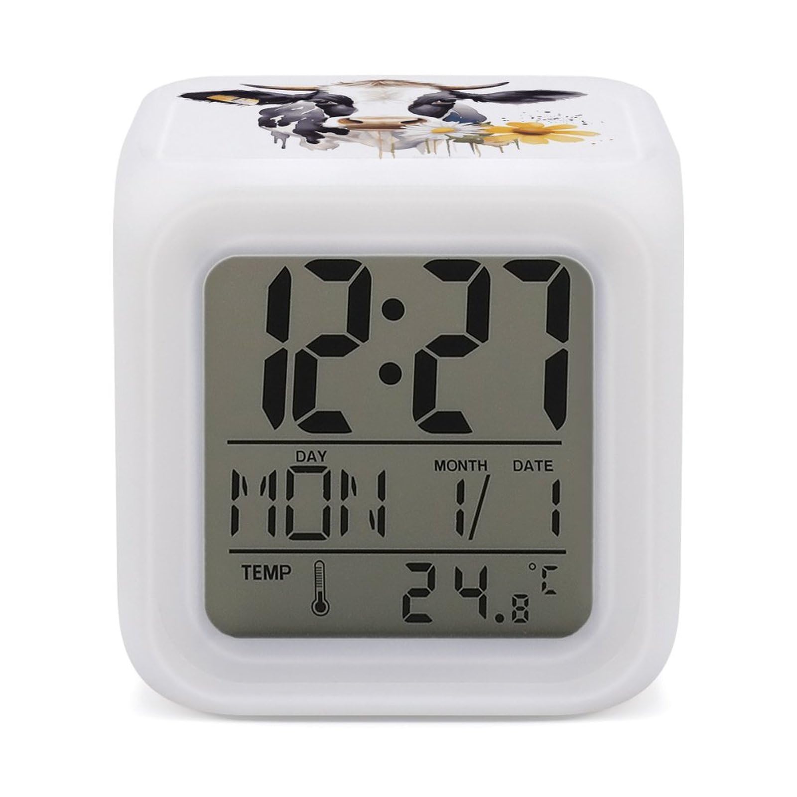 Reloj despertador de vaca digital led con temperatura