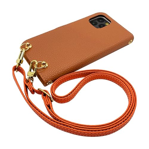 iPhone17 Pro Max アイフォン17プロマックス 対応 スマホショルダー 手帳型 スマホ ケース (手帳アプリコット×テラコッタオレンジ) くすみ ニュアンスカラー PUレザー シンプル おしゃれ かわいい ストラップホール カード収納 カバー