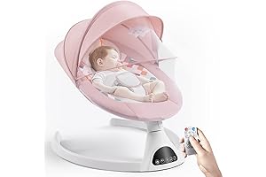 Jaoul Electric Baby Swing with Bluetooth, Remote Control, Music, 5 Swing Speeds, and Soft Harness