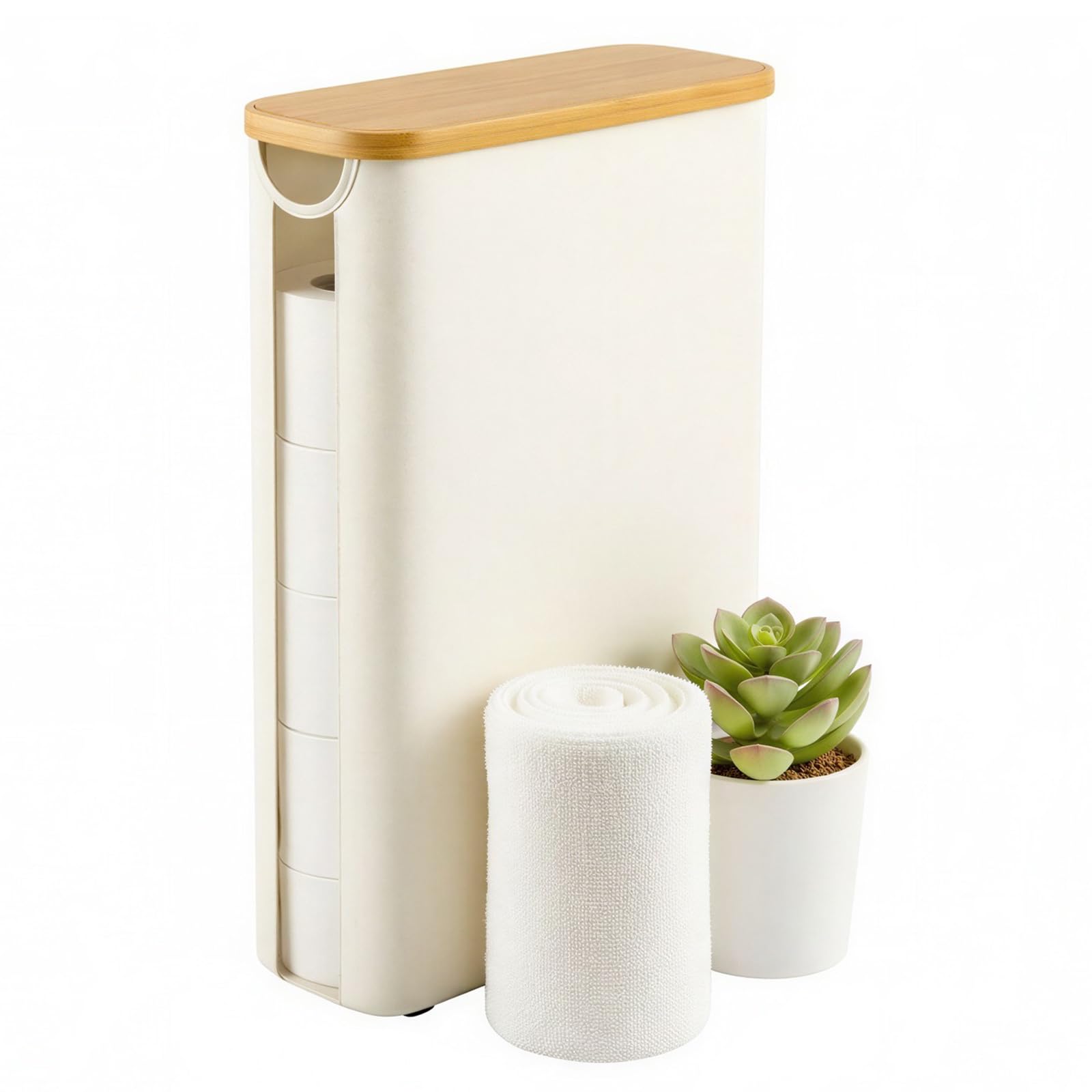 40 L Toilet Roll Storage with Lid, Oxford Fabric Toilet Roll Holder, 16.53 x 5.12 x 28.74 in Portable Organizer with Side Handles and Anti-Slip Feet for Bathroom, Laundry Room