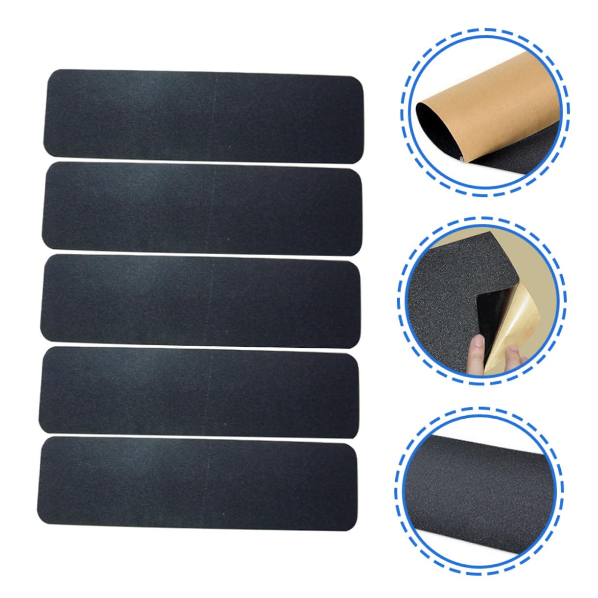 Milisten 5 pièces Bandes Antidérapantes Skateboard Ruban Adhésif Noir Antidérapant Résistant Compatible Planche Skate et Longboard Facile à Poser