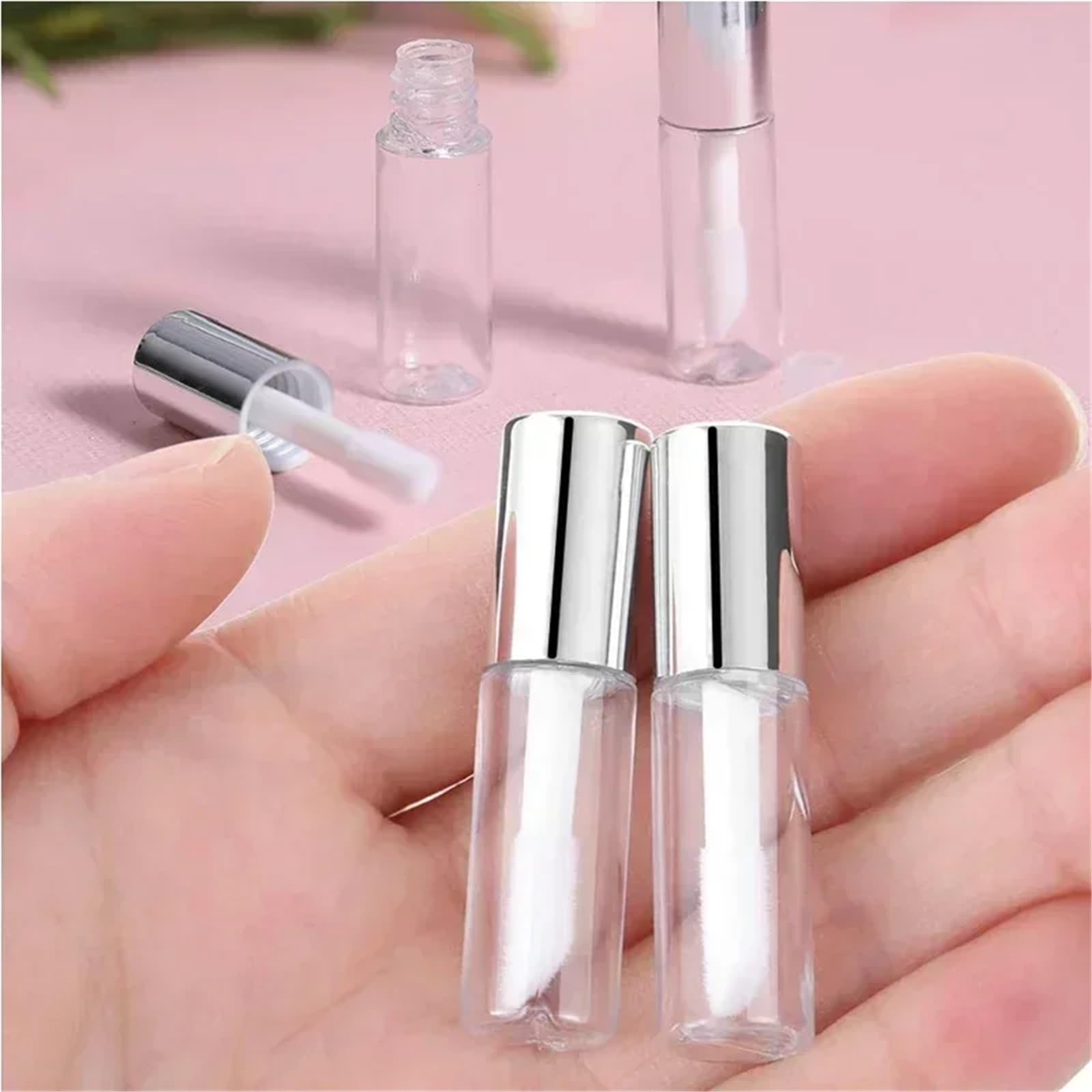 Tubi vuoti per rossetto, 50 pezzi, vuoti, 2 ml, mini tubetti trasparenti per lucidalabbra, balsamo, ricaricabili, per rossetto fai da te (50 pezzi, oro rosa)