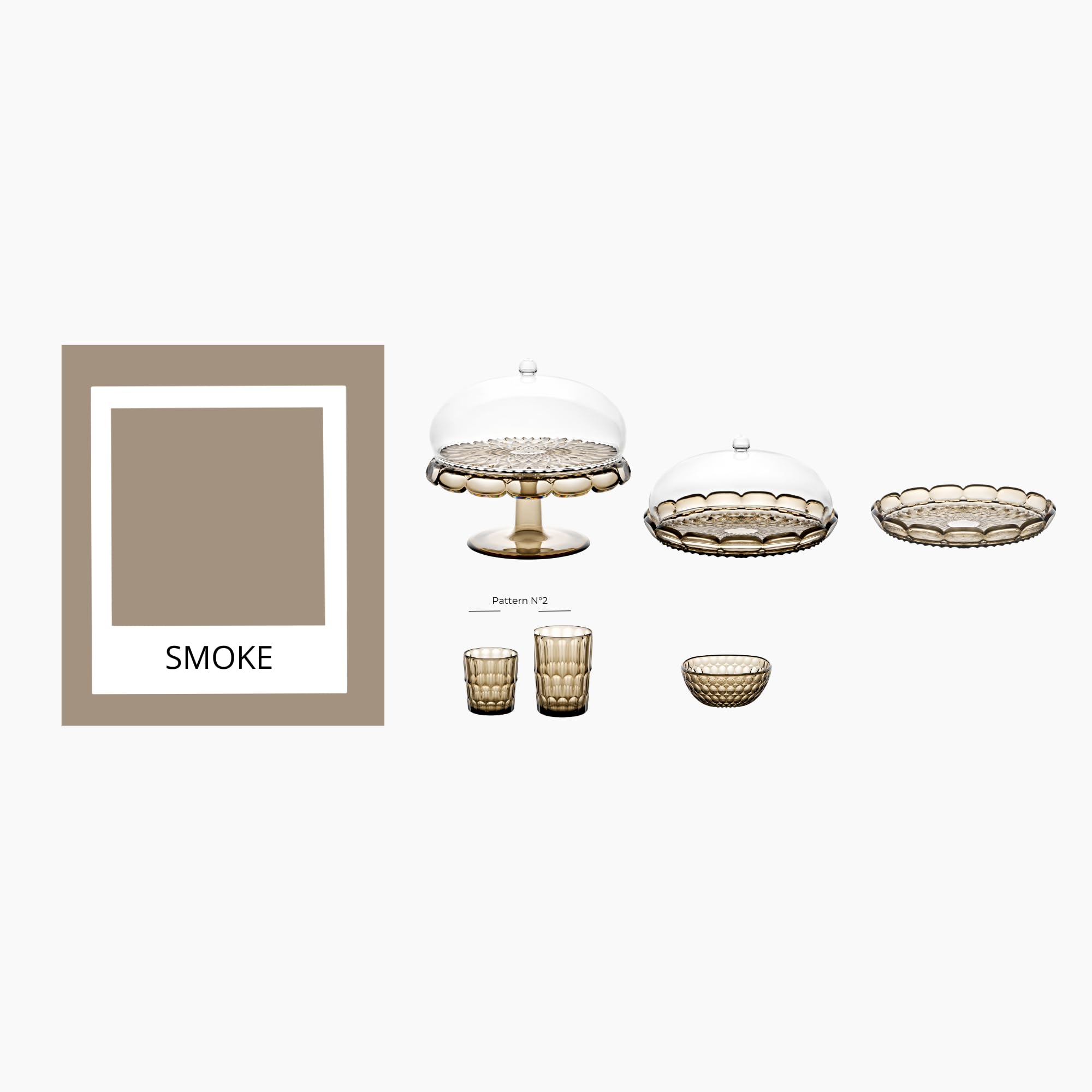 Guzzini Vanity Cake Stand with Dome Cover, Smoke Color, Bio-based Material
