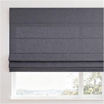 No Tool No Drill Roman Shades For Windows, Light Filtering/Blackout Linen Roman Blinds, Home Bedroom Living Room Office Window Shades