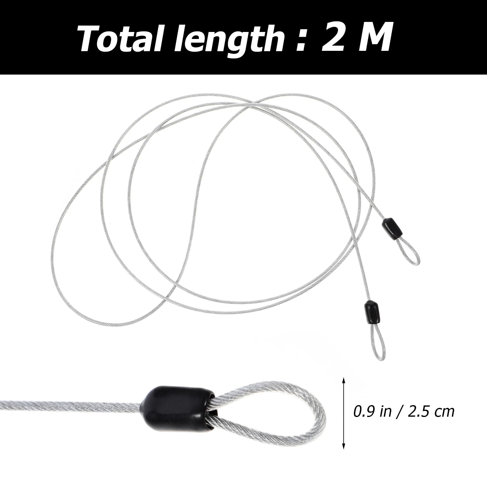 3Pcs 2M Braided Stainless Steel Wire Rope with Protective Plastic Coating for Picture Hanging Stair Railing - Image 2