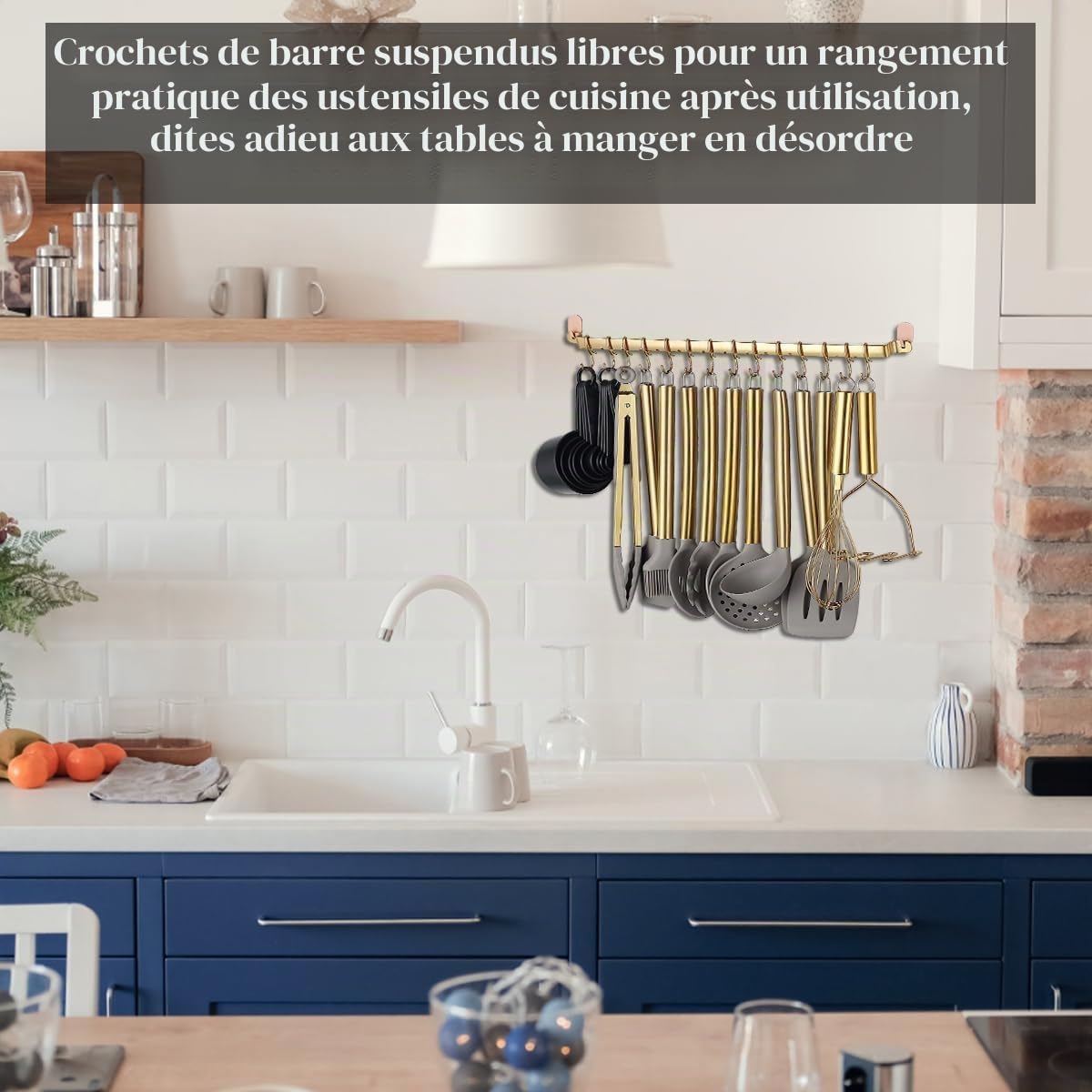Ustensiles de cuisine dorés, Kyraton 38 pièces en silicone antiadhésif, cuillère spatule avec support en acier inoxydable, lavable au lave-vaisselle