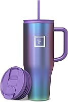 Iron Flask Co-Pilot 40oz Insulated Travel Mug with Straw & Flip Lids - Leak-Proof, Cup Holder Fit, Keeps Drinks Hot 5Hrs/Cold 20Hrs - Aurora