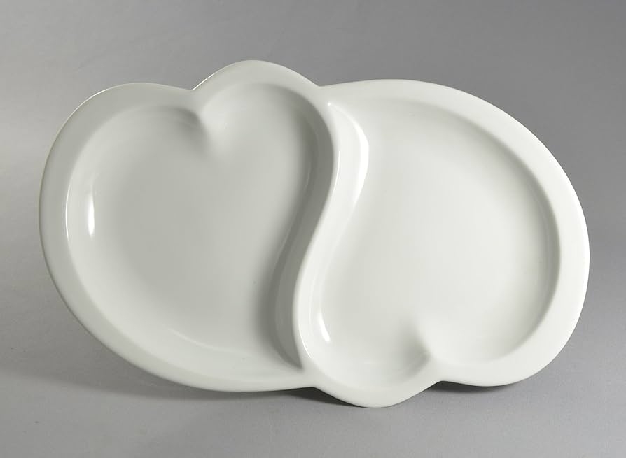 Amazon｜有田焼 ハートの 仕切り皿 2枚セット 白 ID-60-01-1
