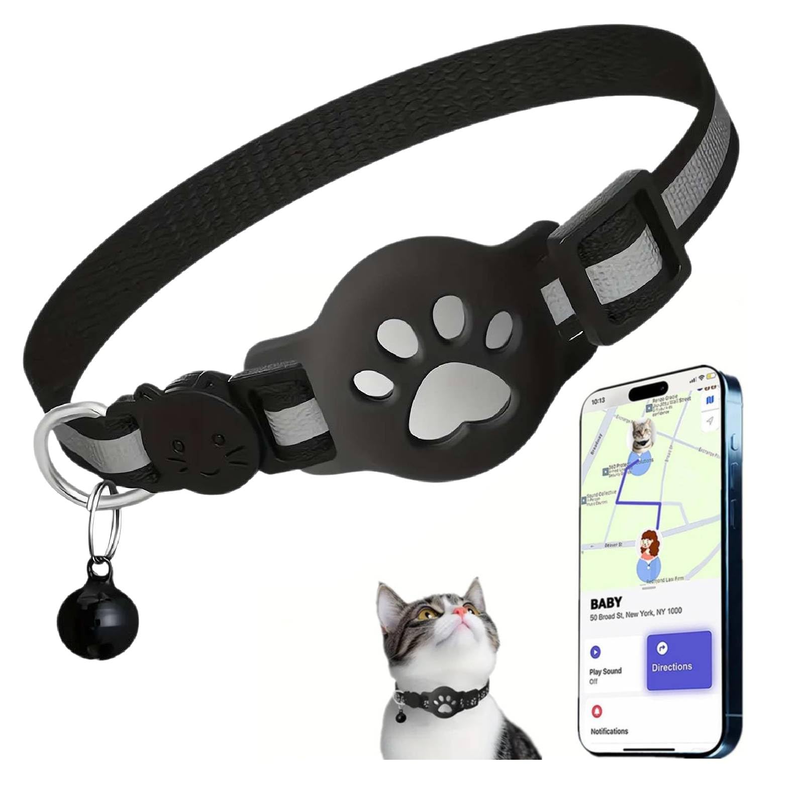 Collar rastreador de gatos para gatos pequeños, rastreador GPS en tiempo real sin tarifa mensual, no requiere SIM, grabador antipérdida, collares GPS para mascotas, funciona solo con iOS, impermeable
