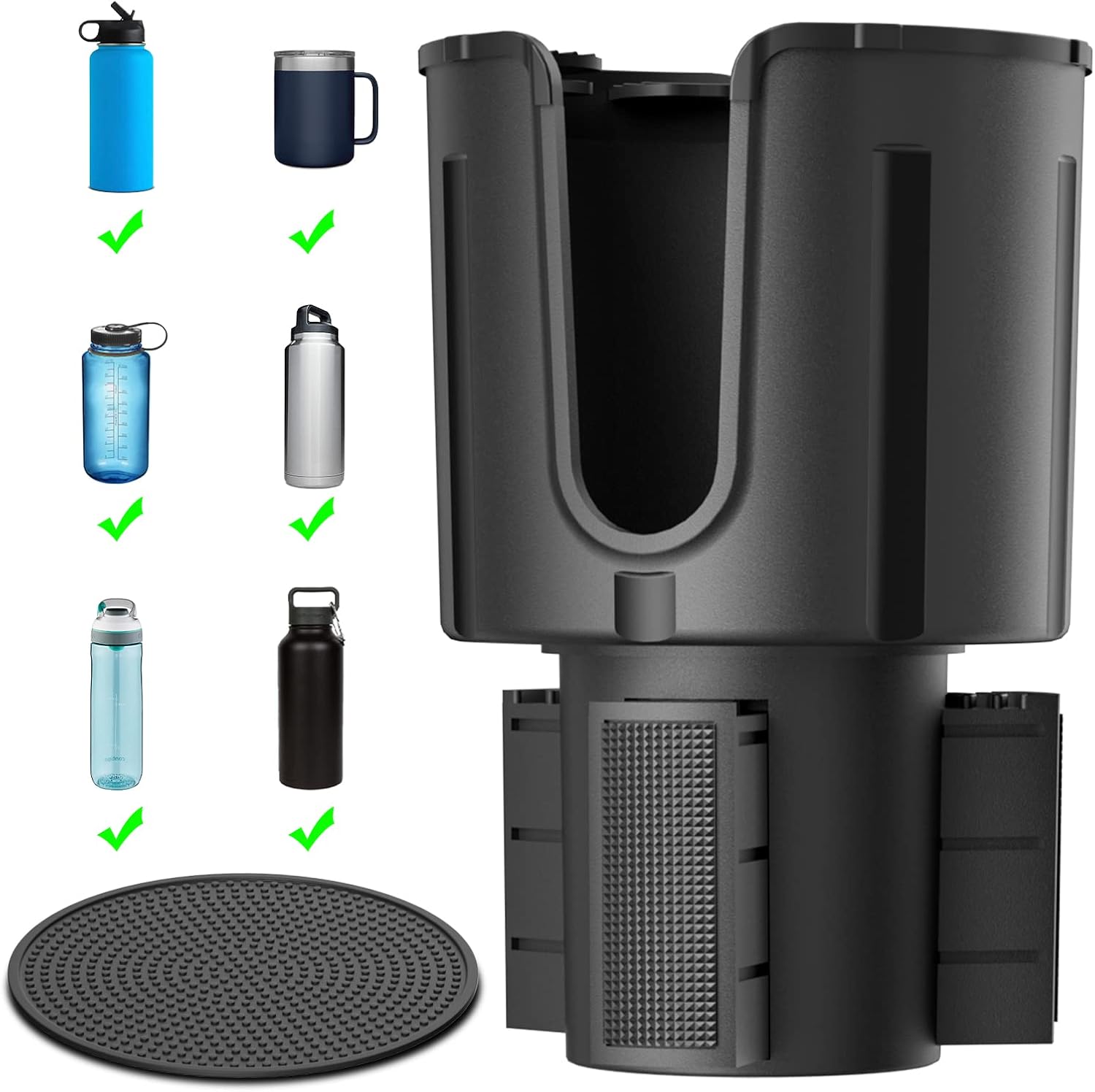 Car Cup Holder Expander with Offset Adjustable Base, Compatible with