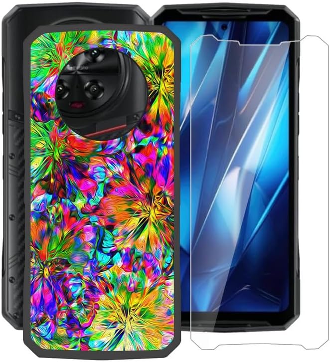 Phone Case for Doogee DK10 (6.67"), with [1 X Tempered Glass Screen Protector], Ultra-Thin Soft Silicone Skin, Black Shockproof Bumper Cover for Doogee DK10 - Colorful