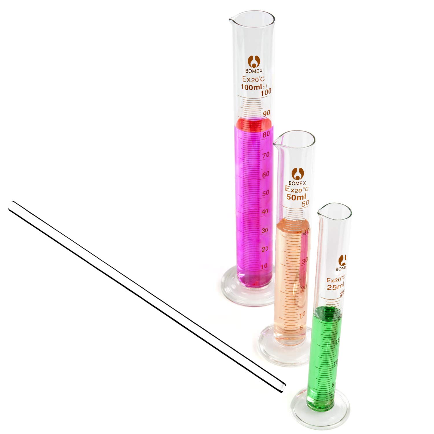 cococity Glass Graduated Measuring Cylinder Set,100ml 50ml 25ml 10ml