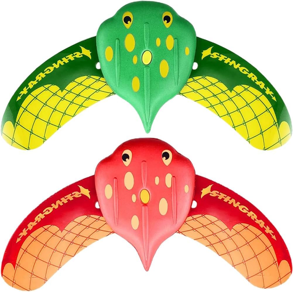 QYEHF Pool Diving Toy Set, 2 Pcs Diving Power Devilfish Torpedoes Swimming Underwater Pool Training Toys Games Training Toys For Kids Ages 5 6 7 8 9 10 + (Red + Green)