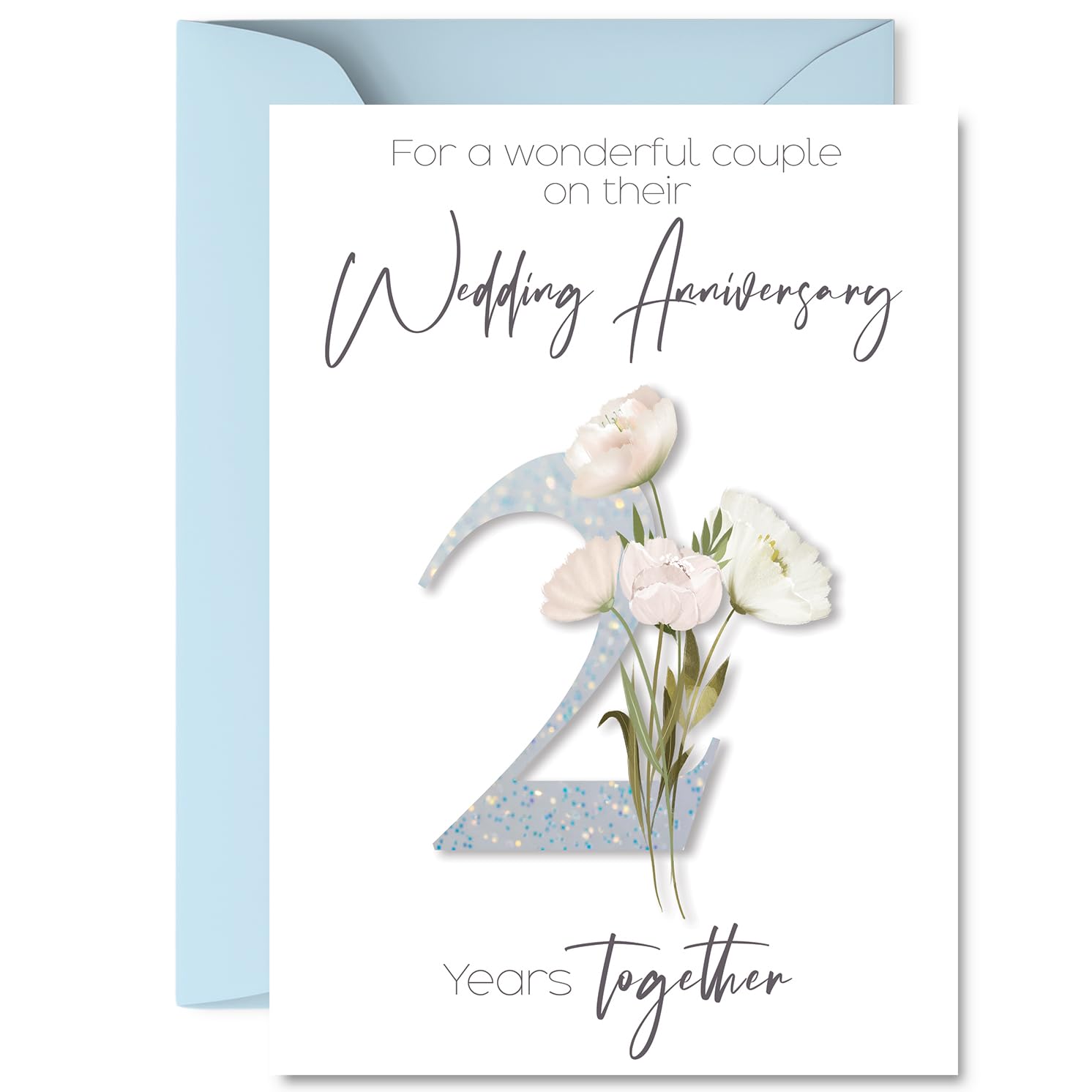 2nd Anniversary Card for Women and Men, Fancy Floral Flowers