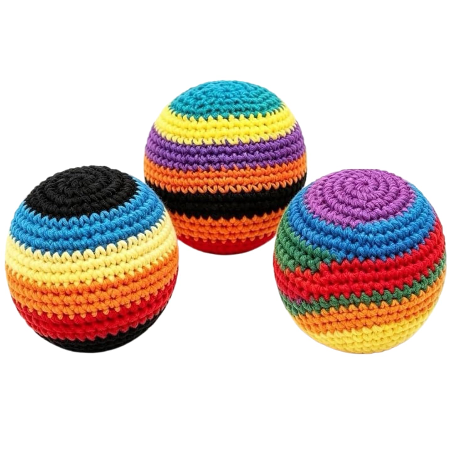 Photo 1 of ODYWYSI 3PCS Upgraded Handmade Knitted Hackys Set, Colorful Crochet Footbag Sacks, Juggling Balls for Adults Beginners, Portable Handwoven Toss Hacky Balls (3pcs)
